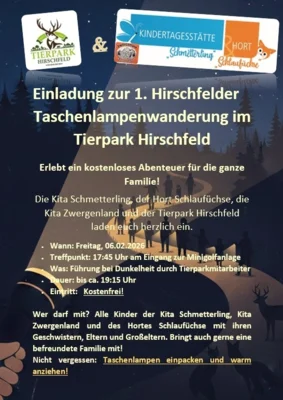 Meldung: Taschenlampenwanderung durch den Tierpark Hirschfeld