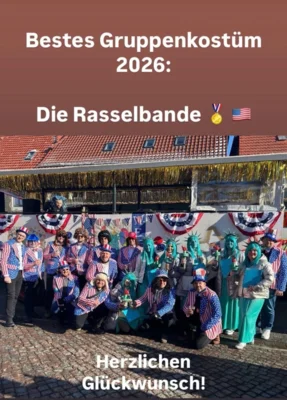 Die Gruppe Rasselbande gewinnt bei der Abstimmung zum besten Kostüm (Bild vergr&ouml;&szlig;ern)