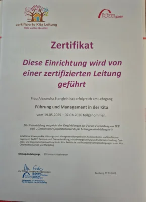 Meldung: Zertifikat Kitaleitung