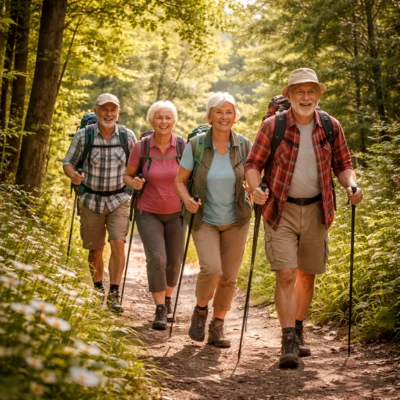 Gemeinsam Wandern auf dem Klosterweg (Bild vergr&ouml;&szlig;ern)