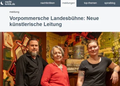 Meldung: Vorpommersche Landesbühne: Neue künstlerische Leitung