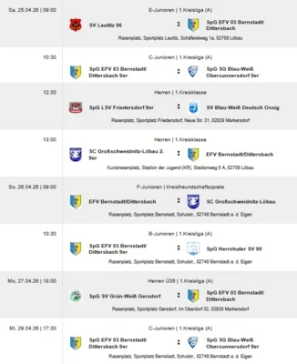 Der EFV 03- Spieltag (25.- 27.04.2026) in der Vorschau