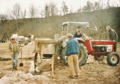 Arbeiten zur Erweiterung des Feuerwehrhauses, Mai 1996
