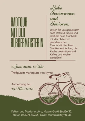 Am 4. Juni Radtour für Senioren mit der Bürgermeisterin