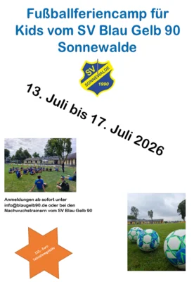 Anmeldungen fürs Fußballcamp - JETZT