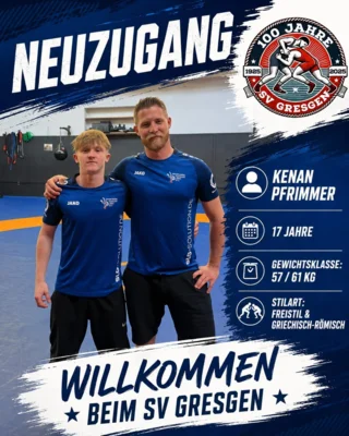 Kenan Pfrimmer verstärkt Gresgen (Bild vergr&ouml;&szlig;ern)