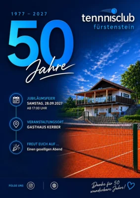 Meldung: 50 Jahre TC Fürstenstein - SAVE THE DATE!!!