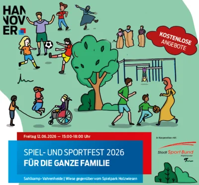 Plakat mit spielenden Menschen auf der Wiese (Bild vergr&ouml;&szlig;ern)