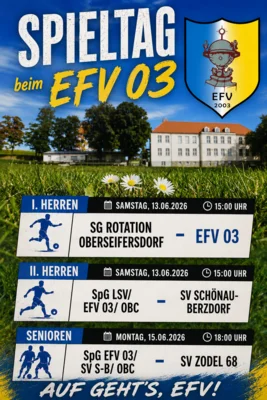 Der EFV 03- Spieltag (13.- 15.06.2026) in der Vorschau