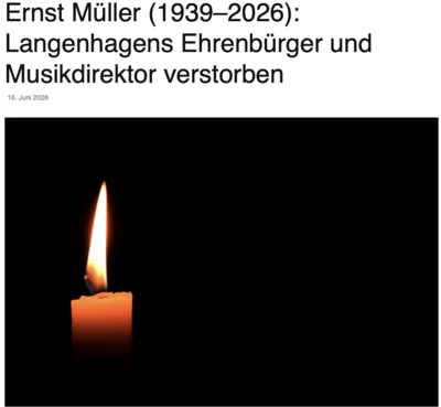 Meldung: Ernst Müller verstorben