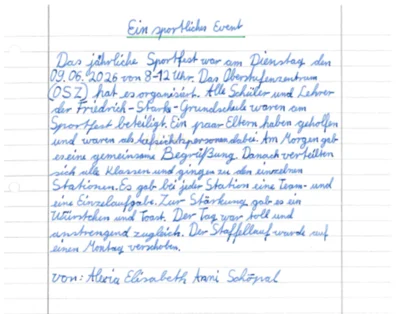 Meldung: Sportfest- mal etwas anders