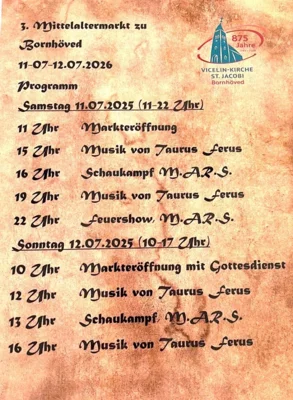 Mittelatermarkt-Programm Bornhöved 2026