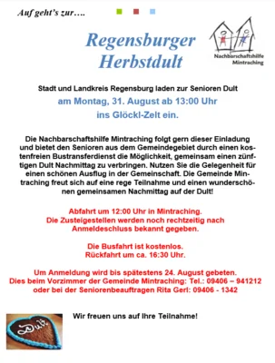Fahrt zur Regensburger  Herbstdult am 31.08. 2026