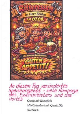 Veränderter Speiseplan zum Ritterfest am 07.08.2026