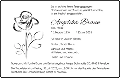 Trauerfall Angelika Braun