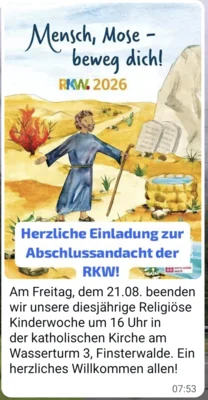 Abschlussgottesdienst der RKW heute , dem 21.August 2026, in unserer Kirche! (Bild vergr&ouml;&szlig;ern)