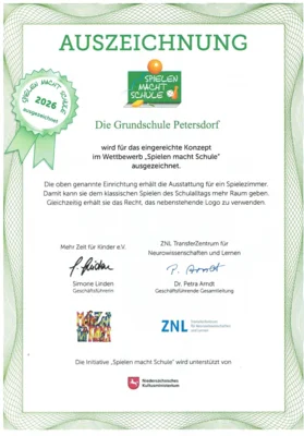 Auszeichnung bei "Spielen macht Schule"