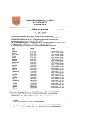Schießwarnung Nr. 06/2026