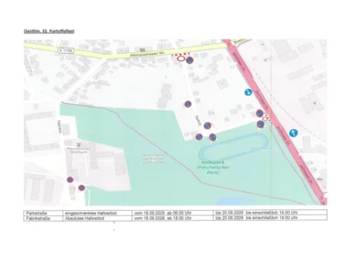 Änderung der Straßenführung zum 32. Genthiner Kartoffelfest in der Parkstraße