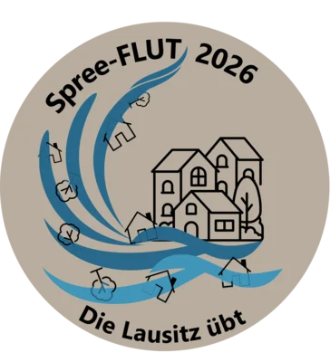 Logo Übung Spree-Flut 2026 - Die Lausitz übt! Quelle: Leitstelle Lausitz