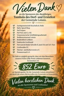 Resümee Dorf- und Erntefestes der Gemeinde Loissin