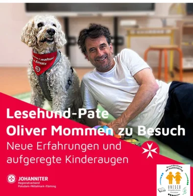 Schauspieler Oliver Mommsen zu Besuch bei unserem Lesehund-Projekt