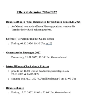 Meldung: Termine Elferrat