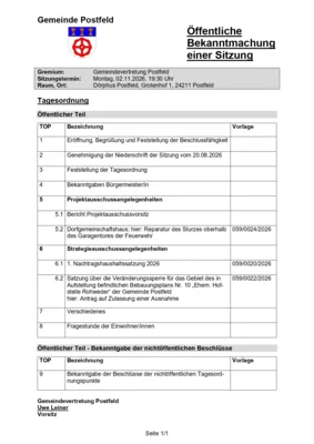 Gemeindevertretung Sitzung (Bild vergr&ouml;&szlig;ern)