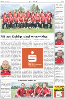 Foto zur Meldung: Vorstellung FC Hevesen 1. Herren Kreisliga 2011/12 in der LZ 