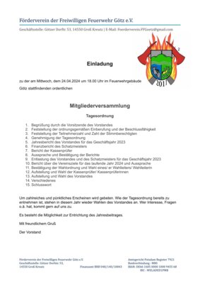 Mitgliederversammlung Förderverein 24.04.2024