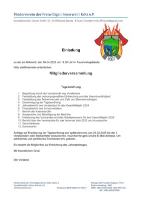 Mitgliederversammlung Förderverein 09.04.2025