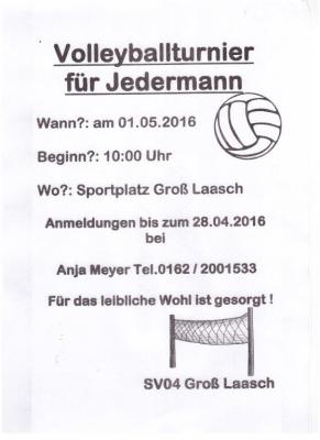 Groß Laasch - Volleyballturnier am 01. Mai 2016