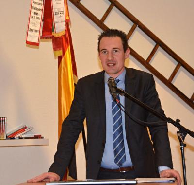 Verbandsgemeindebürgermeister Fabian Stankewitz bei seiner Ansprache an die Mitgliederversammlung