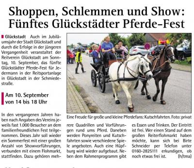 Shoppen, Schlemmen und Show  Fünftes Glückstädter Pferde-Fest