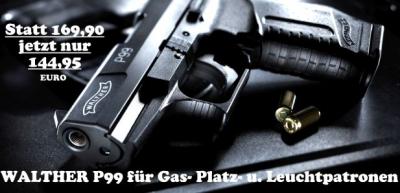 Foto zur Meldung: bei Knappworst gesehen: Walther P99 für Gas- Platz- und Leuchtpatronen