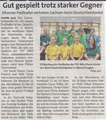 Erfolgreiche Teilnahme der Ohorner Prellballer am Deutschlandpokal 2018