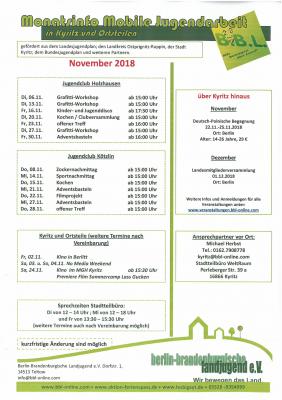 November-Programm der Jugendclubs