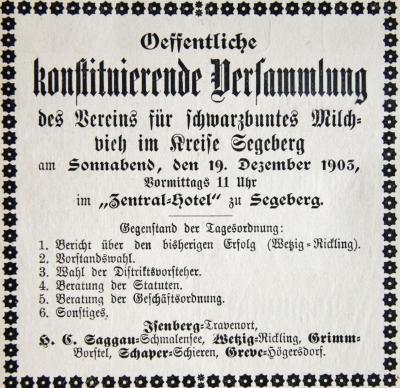 Foto zur Meldung: Vor 115 Jahren - Schmalenseer gründet Kreisverein der Schwarzbuntzüchter