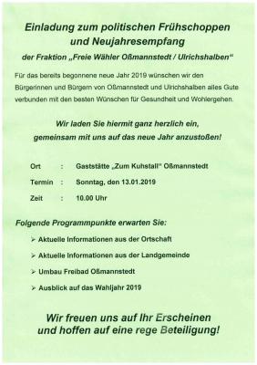 Flyer - Politischer Frühschoppen in Oßmannstedt
