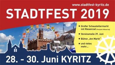 Auf geht's zum Kyritzer Stadtfest vom 28. bis 30. Juni 2019