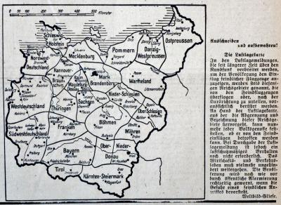 Luftlagekarte im Segeberger Kreis- und Tageblatt am 19.09.1944