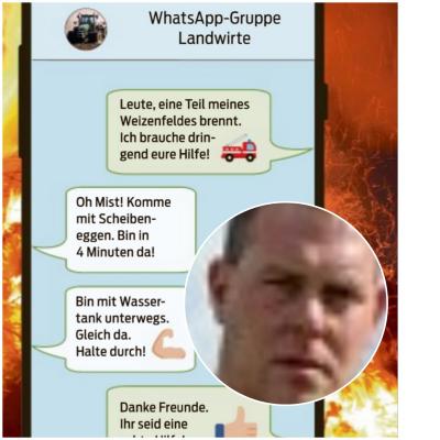 So könnte der Nachrichtenverlauf der Whatsapp Gruppe aussehen, mit der sich Landwirte im Salzlandkreis informieren.