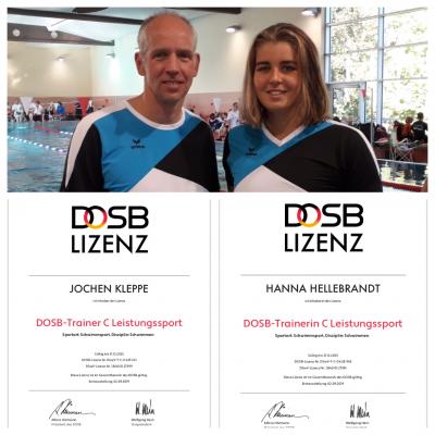 Hanna Hellebrandt und Jochen Kleppe absolvieren erfolgreich DOSB Lizenz Trainer C-Leistungssport Schwimmen