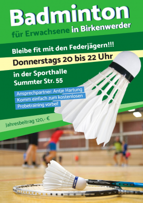 Vorschaubild zur Meldung: Badminton-Gruppe sucht Federjäger