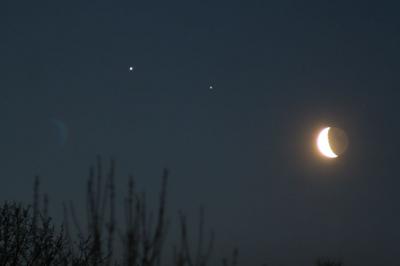 Mond, Mars und Jupiter am 18.3.2020