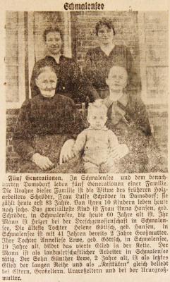 Fünf Generationen, Familien Schröder, Hansen, Göttsch und Lewe SKTB 18.07.1935