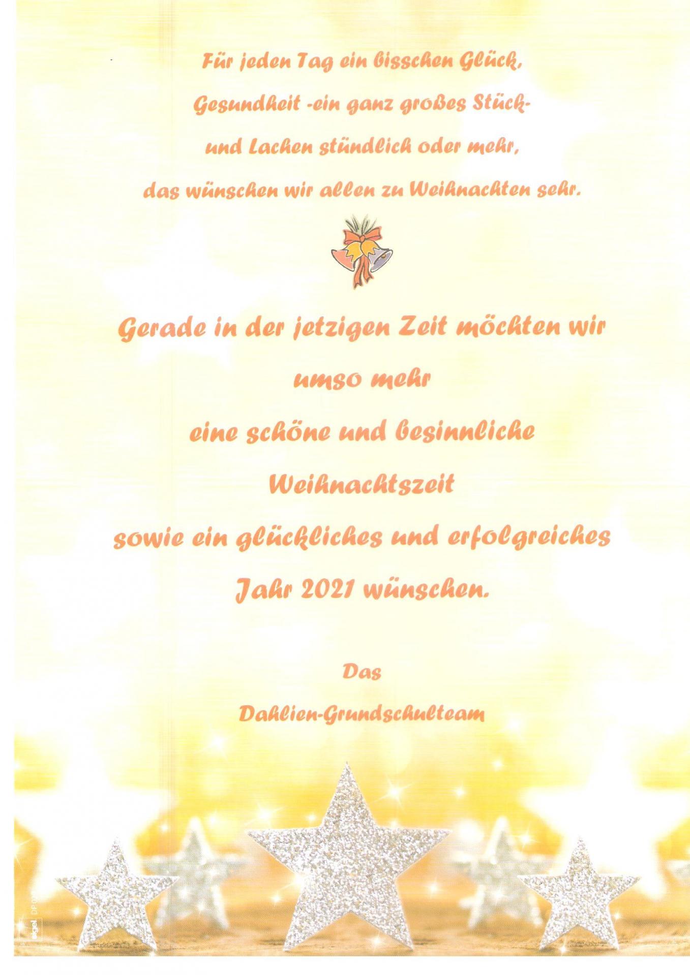 Dahlien Grundschule Bad Sulze Weihnachtsgruss