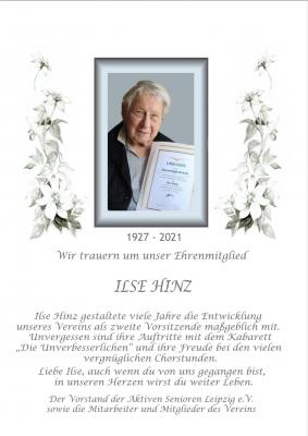 Foto zur Meldung: ››› Ehrenmitglied Ilse Hinz verstorben
