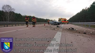 Einsatz 25/2021 | PKW in Leitplanke | BAB 12 AS Friedersdorf - AS Storkow (Bild vergrößern)