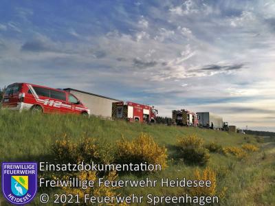 Einsatz 34/2021 | Heißgelaufene Bremse | BAB 12 AS Storkow - AS Friedersdorf (Bild vergrößern)